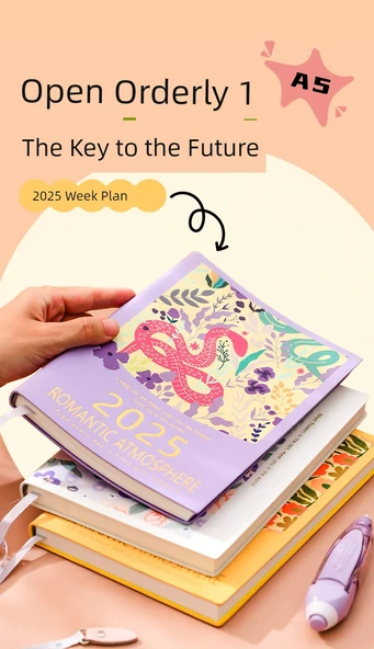 A5 Haftalık Planlayıcı - Leylak - Çiçekli - 8