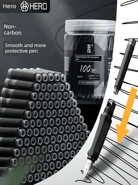 Saf Mavi ve Mavi Siyah Silinebilir Mürekkep Kalemi - 100 + 100 Mürekkep Kesesi - 3.4mm - 3