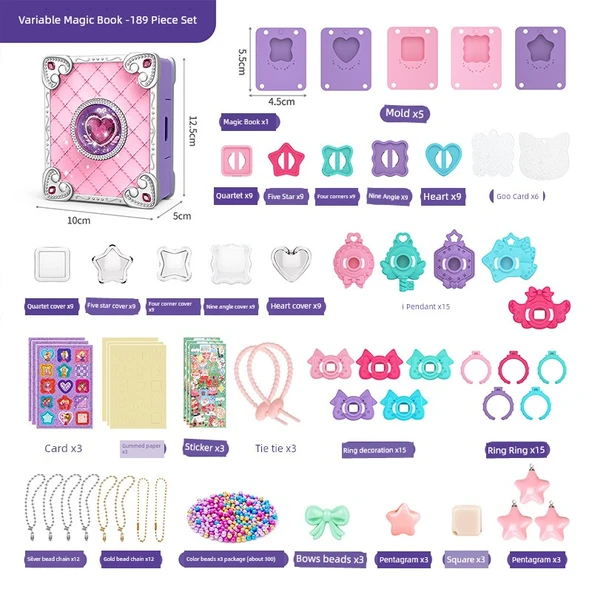 3D Çocuk Sticker Yapma Makinesi - Büyülü Kitap DIY Sticker 189 Parça