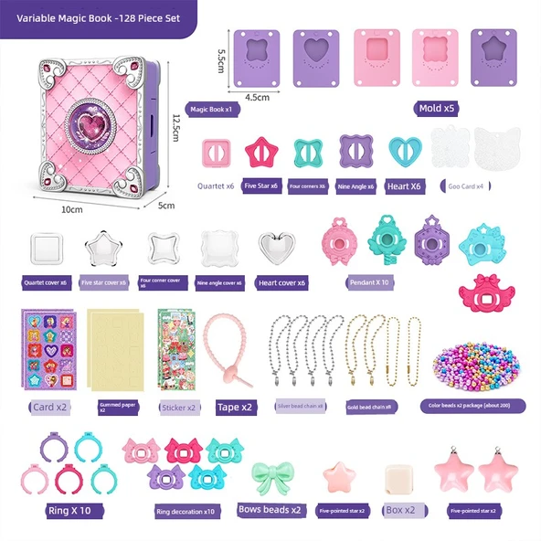 3D Çocuk Sticker Yapma Makinesi - Büyülü Kitap DIY Sticker 128 Parça