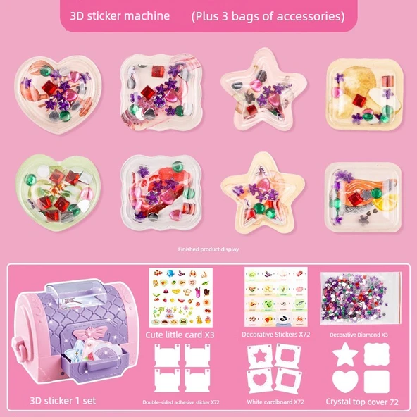 3D Çocuk Sticker Yapma Makinesi - Hazine Kutusu Sticker Makinesi 72 Parça
