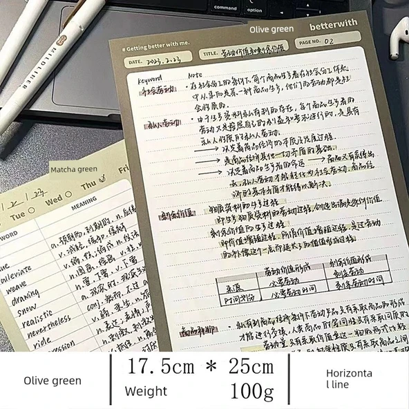 B5 Yazım Defteri - Matcha Yeşili Kelime Defteri 2 - Resim 6