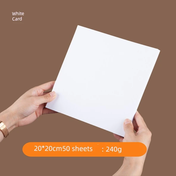 20x20cm Kare 240g Beyaz Karton Kağıt - 50 Yaprak