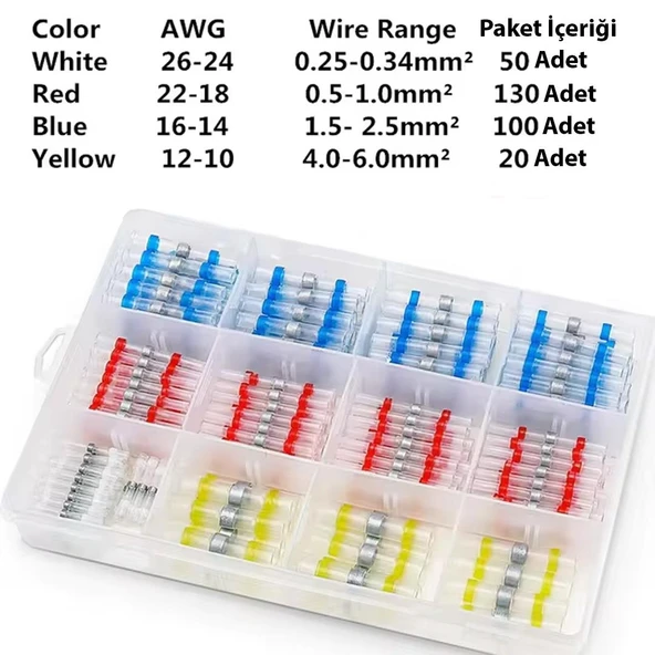 Ayt Powermaster PM-24703 Dahili Lehimli Mühür Makaron 300 Adet 4 Boy Isıyla Daralan Kablo Koruması Kablo Kaplama Makaron - 3
