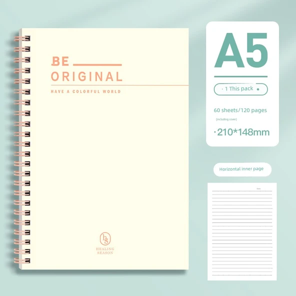 A5 Spiral Defter - Gün Batımı Turuncu - 120 Sayfa