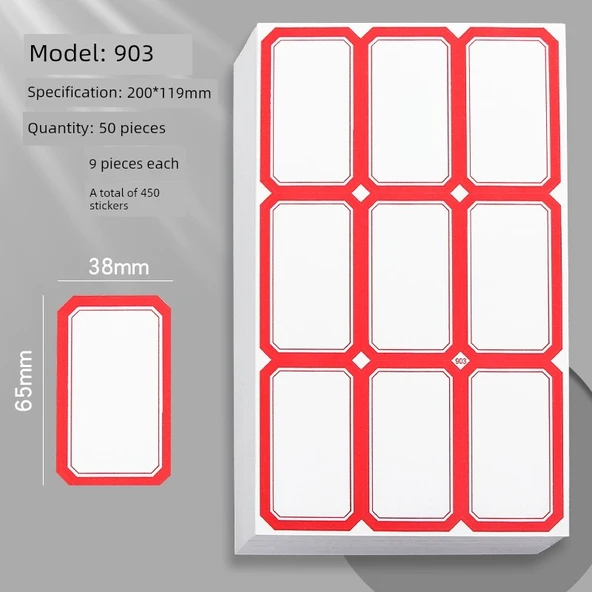 Büyük Taşınabilir Kendinden Yapışkanlı Yazılabilir Kitap Etiketi - 903 Model/Kırmızı/50 Sayfa