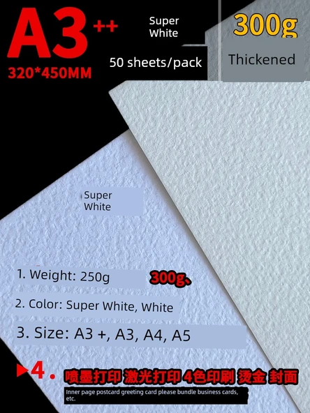 Baskı Kartvizit Kağıdı - Beyaz - 300g - 320x450mm (50 Sayfa) - Model 2