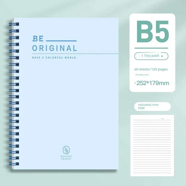 B5 Spiral Defter - Mavi Deniz - 120 Sayfa