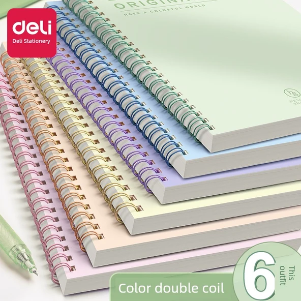 A5 Spiral Defter - Yeşil Söğüt, Buğday Sarısı - 2 Paket - 7