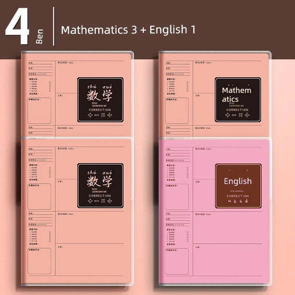 Ortaokul Öğrenci Düzeltme Defteri B5 - 4 Paket (matematik 3 + İngilizce)