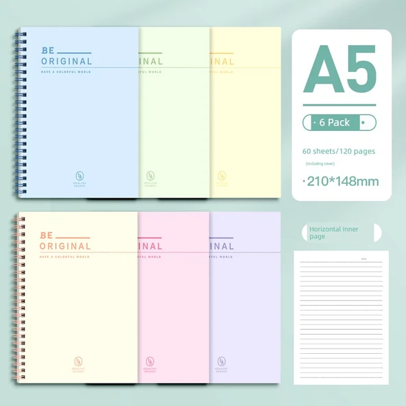 B5 Spiral Defter - Dumanlı Kıyafet Moru, Yeşil Söğüt - 2 Paket - Resim 12