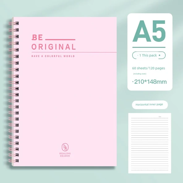 A5 Spiral Defter - Milenyum Pudrası - 120 Sayfa