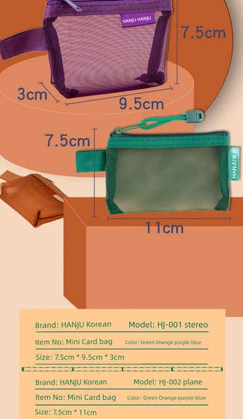 Retro Şeffaf 3D Mini Para Cüzdanı - 3D Retro Mor - 11