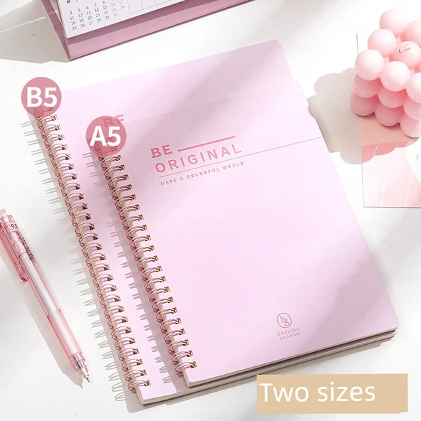 A5 Spiral Defter - Yeşil Söğüt, Buğday Sarısı - 2 Paket - 5