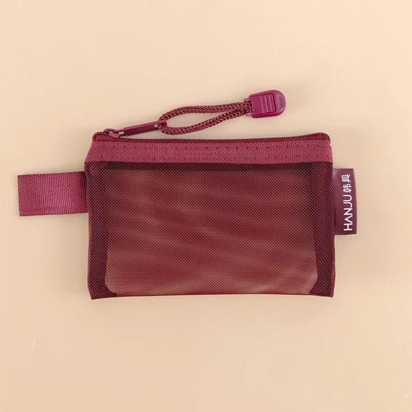 Retro Şeffaf 3D Mini Para Cüzdanı - Düz Retro Kırmızı