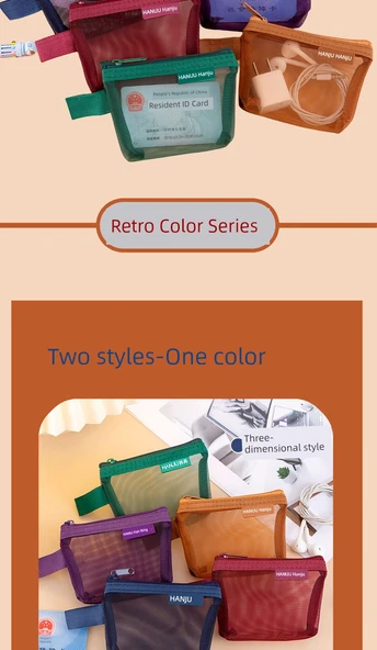 Retro Şeffaf 3D Mini Para Cüzdanı - 3D Retro Kırmızı - 9