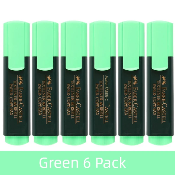 Fluoresan Marker Kalemi - Yeşil - Altı Paket Kalem Çantası ile
