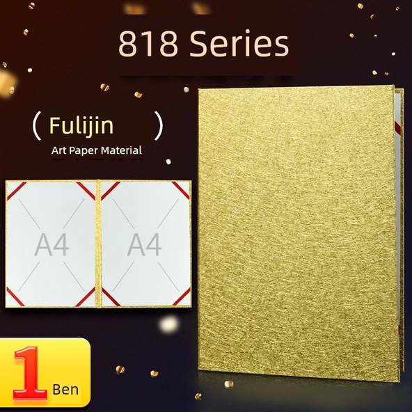 A4 Şiir Okuma Klasörü - Fuli Altın Sanat Kağıdı