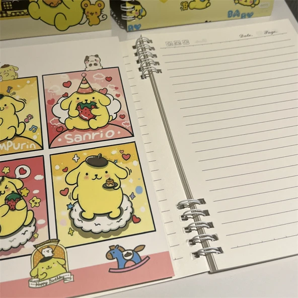 Sevimli Pom Pom Purin A5 Spiral Defter - Tek Karışık Saç - 10