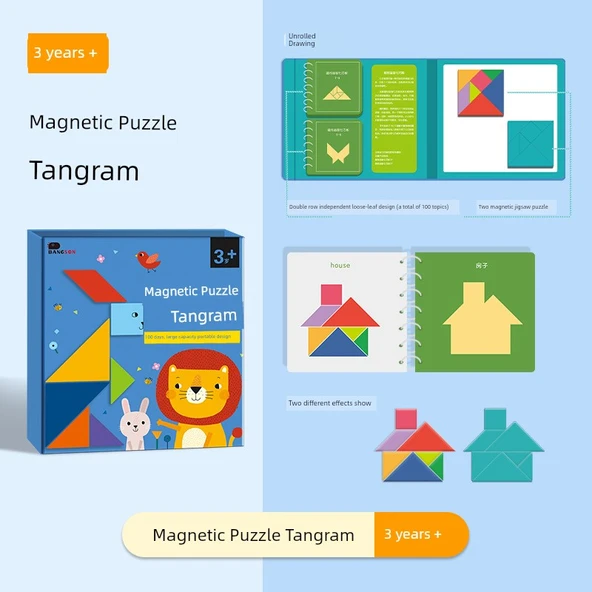 Manyetik Tangram Çıkartma Kitabı - 100 Soru