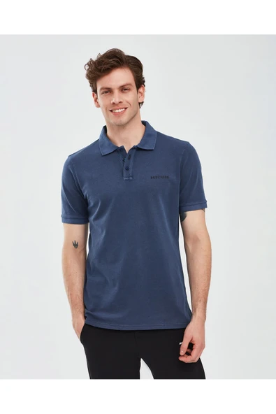 Organic Coll. M Short Sleeve Polo Shirt Erkek Lacivert Polo Yaka Tshirt S241165-410