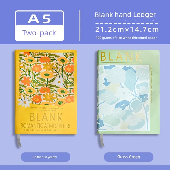 A5 B5 Yağlı Boya Defteri - Boş [Sarı + Yeşil] 2 Paket