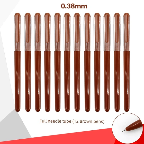 Jel Kalem Seti - Kahverengi - 0.38mm - 12 Adet