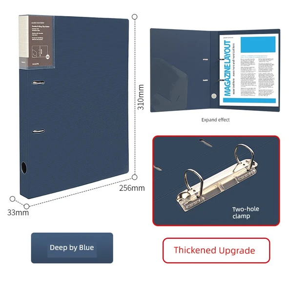Öğrenci Ofis Dosyası - İki Delik Klips - Derin Mavi Tek Paket