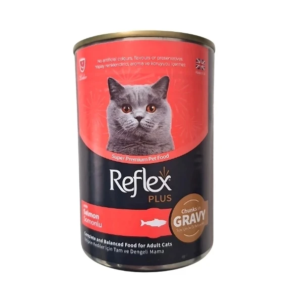 Reflex Plus Sos İçinde Et Parçacıklı Somonlu Yetişkin Konserve Kedi Maması 400 Gr