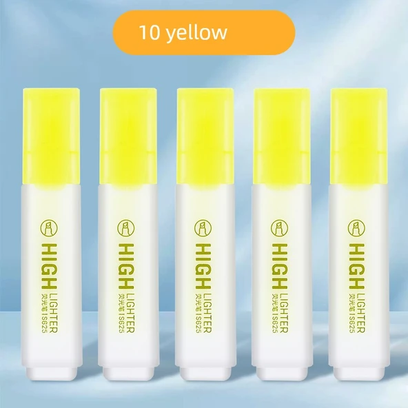 Fluoresan Kalem - 10-Adet-Göz alıcı Sarı