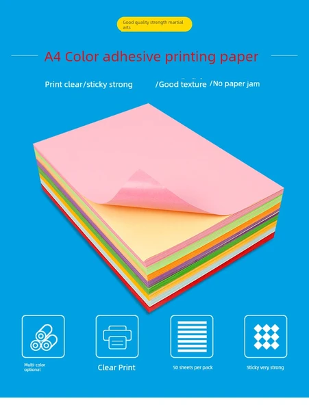 A4 Flüoresan Turuncu Yapışkan Etiket Kağıdı - 50 Sayfa - Resim 6