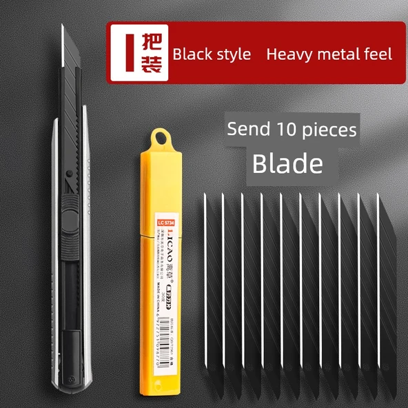 Sanat Bıçağı Küçük Duvar Kağıdı Kesici - Kalın Siyah Bıçak 1 Paket/10 Siyah Bıçak