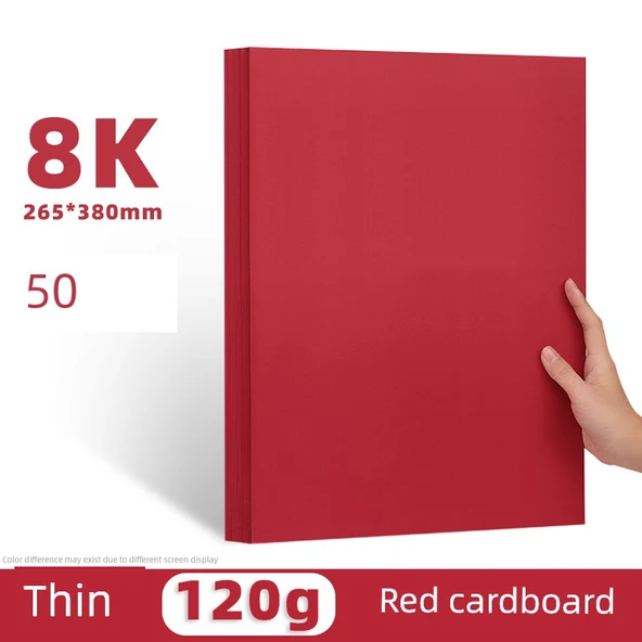 DIY Karton Kağıt - 8K Kırmızı 120g İnce - 50 Sayfa