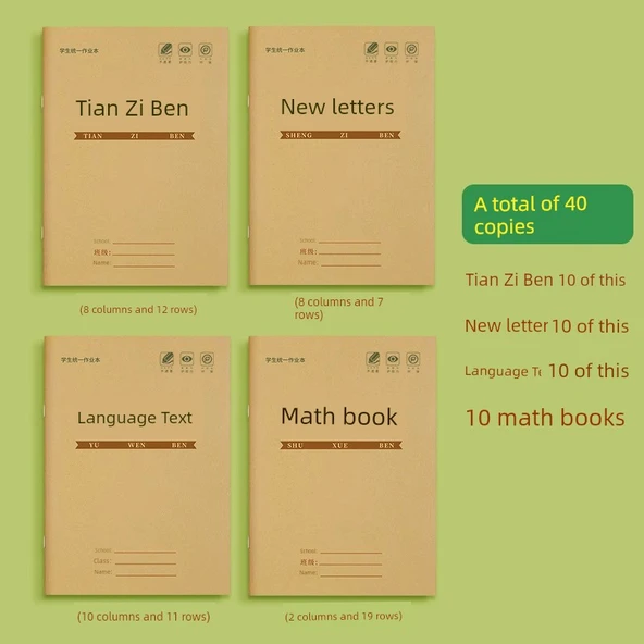 İlkokul Öğrenci Alıştırma Defteri - [40] Tian Zi + Yeni Karakter + Çince + Matematik/10 Kopya