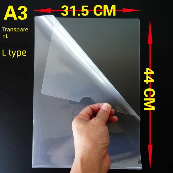 A3 Şeffaf L Şeklinde Dosya Klasörü - 31.5*44cm - 10 Adet