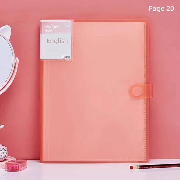 Jerry Organize Test Kağıdı Klasörü - Kalın 20 İngilizce Pembe