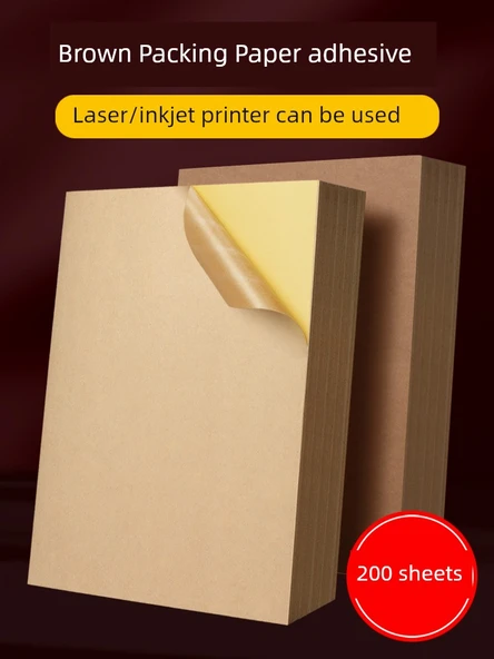 Kraft Kağıt Yapışkan Etiket A5 Kahverengi Ambalaj Kağıdı Koyu Renk 200 Sayfa - Resim 2