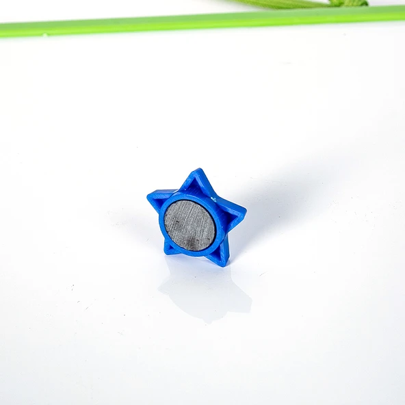 Manyetik Beşgen Yıldız Çıkartmalar - 4cm Stereo Mavi (8 adet/kart) - 6