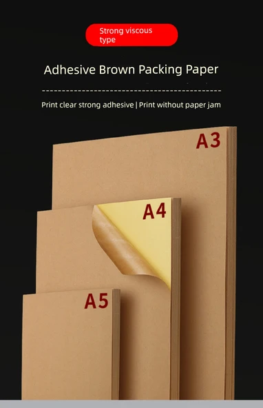 Kraft Kağıt Yapışkan Etiket A5 Kahverengi Ambalaj Kağıdı Koyu Renk 200 Sayfa - Resim 8