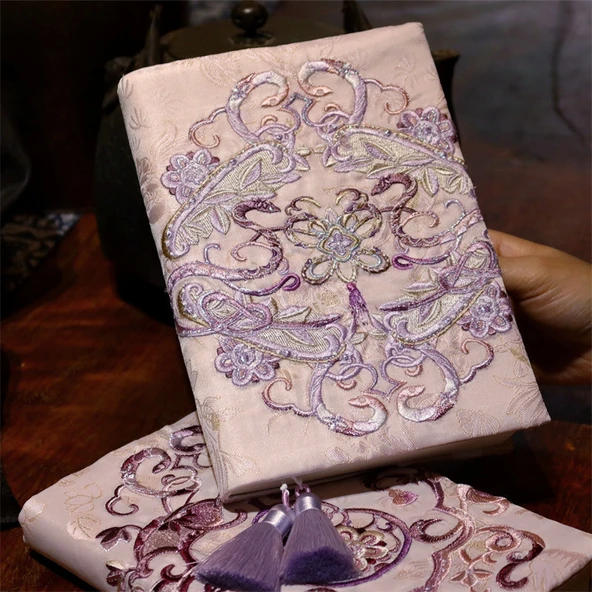 El Yapımı Nakışlı Defter A5 - Spirit Pearl Büyülü Yılan - Çizgili Sayfa