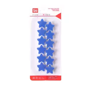 Manyetik Beşgen Yıldız Çıkartmalar - 1.7cm Düz Mavi (12 adet/kart)