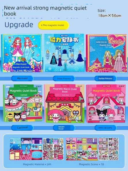 Prenses Elsa Sessiz Kitap Magnetik Çıkartmalar - Elsa, Deniz Kızı, Barbie Prenses, Kostüm Partisi, Karnaval, Tatlı Evi Büyük Boy Tam Renkli Lazer