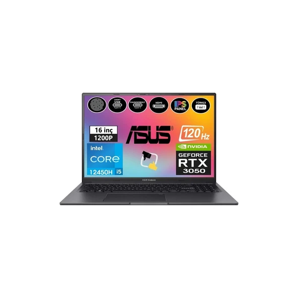 Asus Vivobook 16X K3605ZC-N1013W I5-12450H 16GB 512 SSD RTX3050 16" Fullhd W11H Taşınabilir Bilgisayar Snertech ürün görseli 1