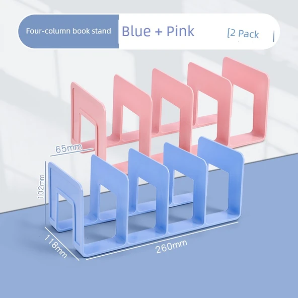 Dört Sütunlu Kitaplık - Mavi ve Pembe