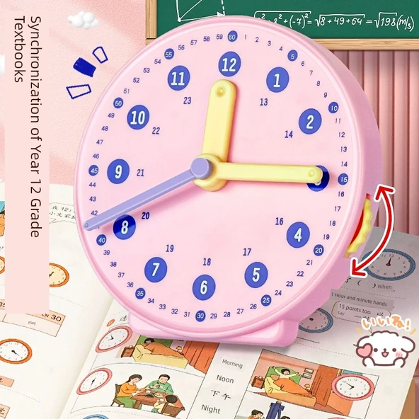 İlkokul Öğretim Saati - 3-Pin Bağlantı 24 Saat Pembe - 1 Adet - 7