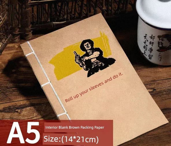 Retro Nostaljik A5 Defter - Kolları Sıvayıp Kurutun - Boş İç Sayfalar