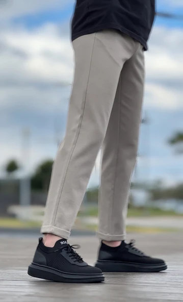 ET0812 Özel Örme Triko Tarz Siyah Renk Siyah Taban Spor Ayakkabı ürün görseli