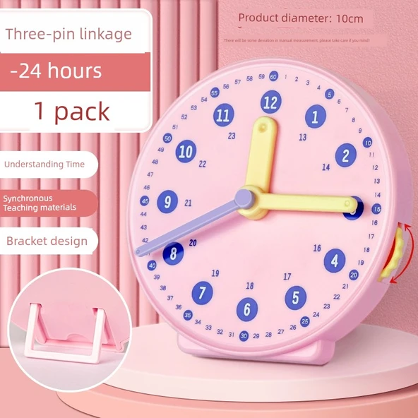İlkokul Öğretim Saati - 3-Pin Bağlantı 24 Saat Pembe - 1 Adet