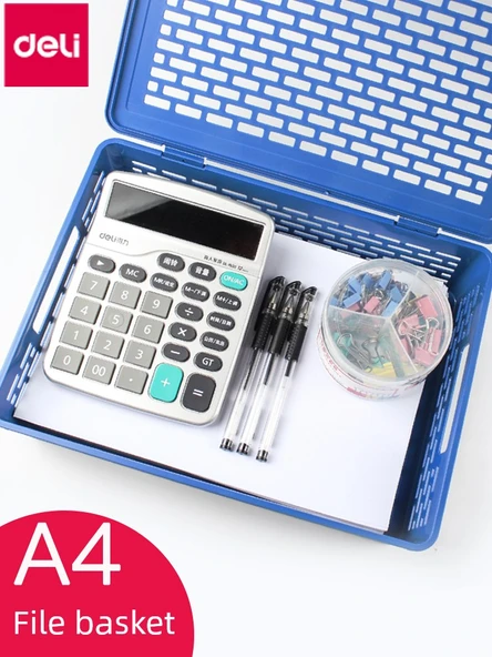 Açık Mavi Sıradan Dosya Sepeti - Kapaklı - A4 Boyut - 2
