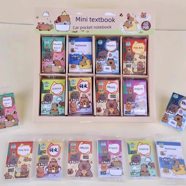 Sevimli Karikatür Mini Defter - Capigbala Kitap Küçük Tam Kutusu 48 Adet